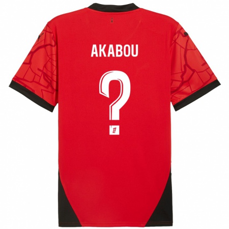 Kandiny Enfant Maillot Ayoube Akabou #0 Rouge Noir Tenues Domicile 2024/25 T-Shirt