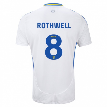 Kandiny Enfant Maillot Joe Rothwell #8 Blanc Bleu Tenues Domicile 2024/25 T-Shirt