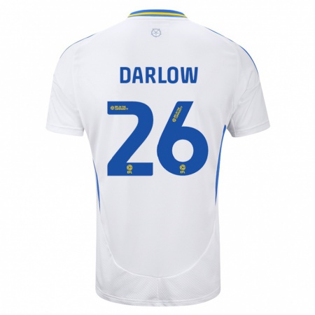 Kandiny Enfant Maillot Karl Darlow #26 Blanc Bleu Tenues Domicile 2024/25 T-Shirt