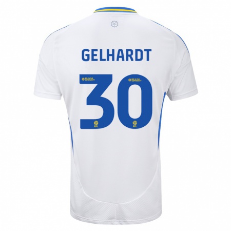 Kandiny Enfant Maillot Joe Gelhardt #30 Blanc Bleu Tenues Domicile 2024/25 T-Shirt