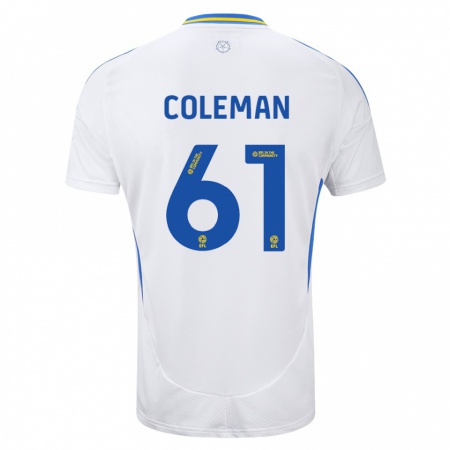 Kandiny Enfant Maillot Cian Coleman #61 Blanc Bleu Tenues Domicile 2024/25 T-Shirt