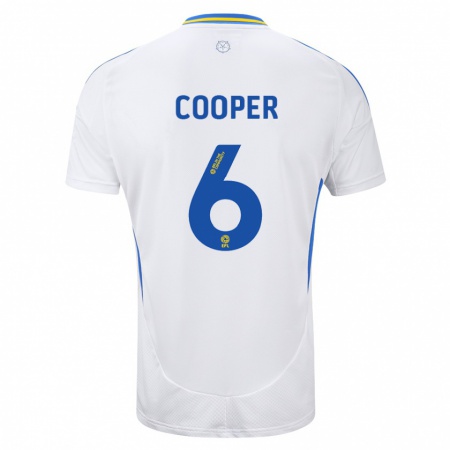 Kandiny Enfant Maillot Liam Cooper #6 Blanc Bleu Tenues Domicile 2024/25 T-Shirt