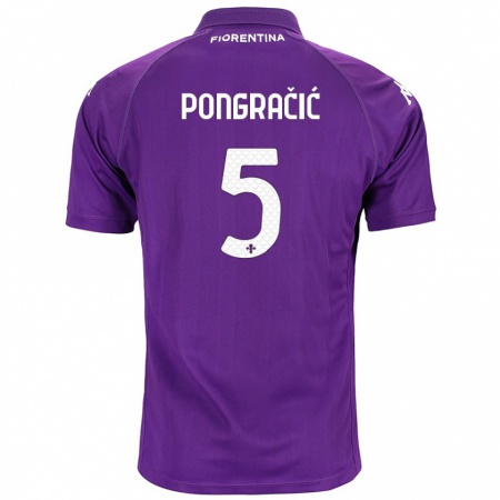 Kandiny Enfant Maillot Marin Pongračić #5 Violet Tenues Domicile 2024/25 T-Shirt