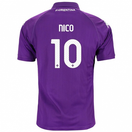 Kandiny Enfant Maillot Nico González #10 Violet Tenues Domicile 2024/25 T-Shirt