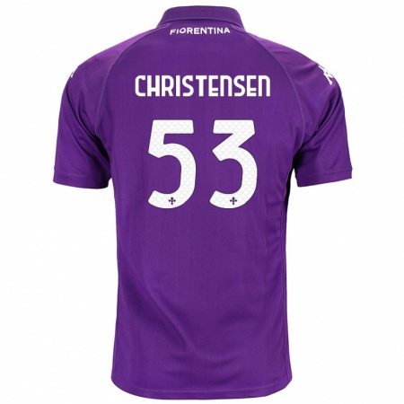 Kandiny Enfant Maillot Oliver Christensen #53 Violet Tenues Domicile 2024/25 T-Shirt