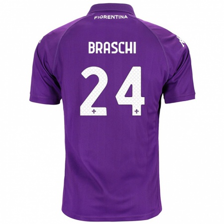 Kandiny Enfant Maillot Riccardo Braschi #24 Violet Tenues Domicile 2024/25 T-Shirt