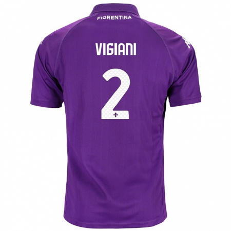 Kandiny Enfant Maillot Lorenzo Vigiani #2 Violet Tenues Domicile 2024/25 T-Shirt