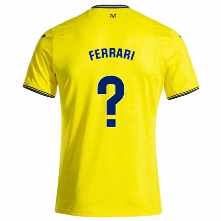 Kandiny Enfant Maillot Andrés Ferrari #0 Jaune Noir Tenues Domicile 2024/25 T-Shirt