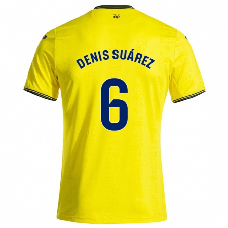 Kandiny Enfant Maillot Denis Suárez #6 Jaune Noir Tenues Domicile 2024/25 T-Shirt