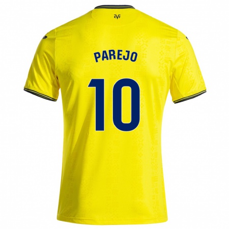 Kandiny Enfant Maillot Dani Parejo #10 Jaune Noir Tenues Domicile 2024/25 T-Shirt