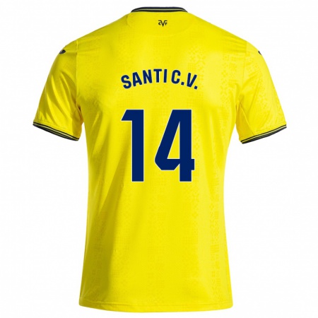 Kandiny Enfant Maillot Santi Comesaña #14 Jaune Noir Tenues Domicile 2024/25 T-Shirt