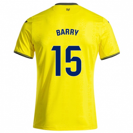 Kandiny Enfant Maillot Thierno Barry #15 Jaune Noir Tenues Domicile 2024/25 T-Shirt