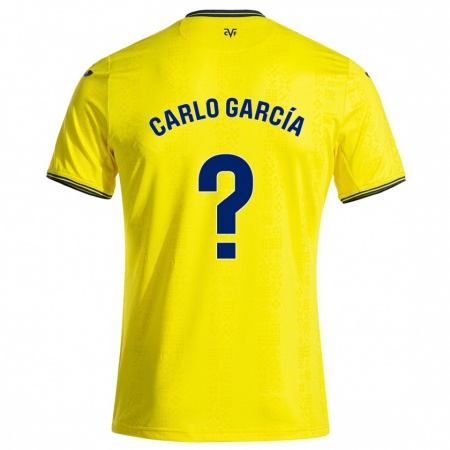 Kandiny Enfant Maillot Carlo García #0 Jaune Noir Tenues Domicile 2024/25 T-Shirt