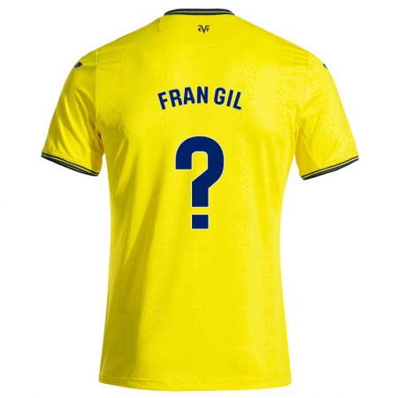 Kandiny Enfant Maillot Fran Gil #0 Jaune Noir Tenues Domicile 2024/25 T-Shirt