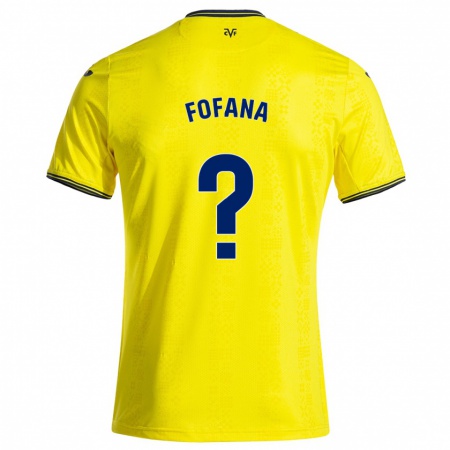 Kandiny Enfant Maillot Douga Fofana #0 Jaune Noir Tenues Domicile 2024/25 T-Shirt