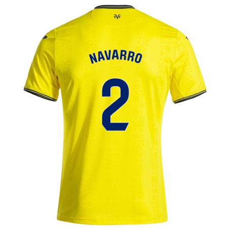 Kandiny Enfant Maillot Pau Navarro #2 Jaune Noir Tenues Domicile 2024/25 T-Shirt