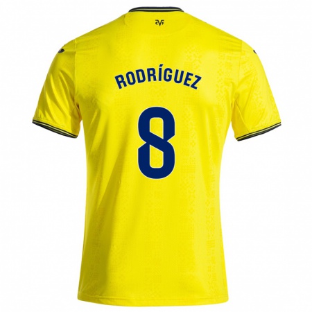 Kandiny Enfant Maillot Unai Rodríguez #8 Jaune Noir Tenues Domicile 2024/25 T-Shirt