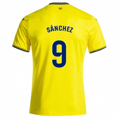 Kandiny Enfant Maillot Edu Sánchez #9 Jaune Noir Tenues Domicile 2024/25 T-Shirt