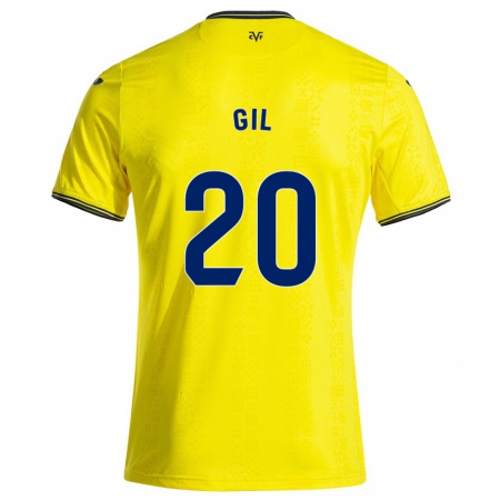 Kandiny Enfant Maillot Mario Gil #20 Jaune Noir Tenues Domicile 2024/25 T-Shirt