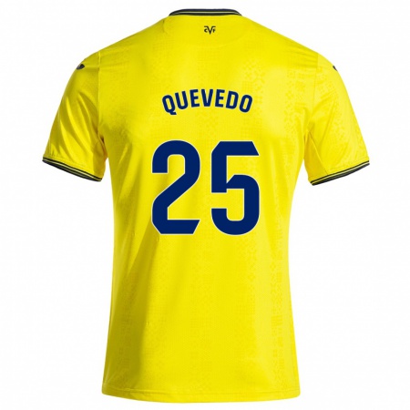 Kandiny Enfant Maillot Alex Quevedo #25 Jaune Noir Tenues Domicile 2024/25 T-Shirt