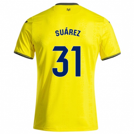 Kandiny Enfant Maillot Adri Suárez #31 Jaune Noir Tenues Domicile 2024/25 T-Shirt