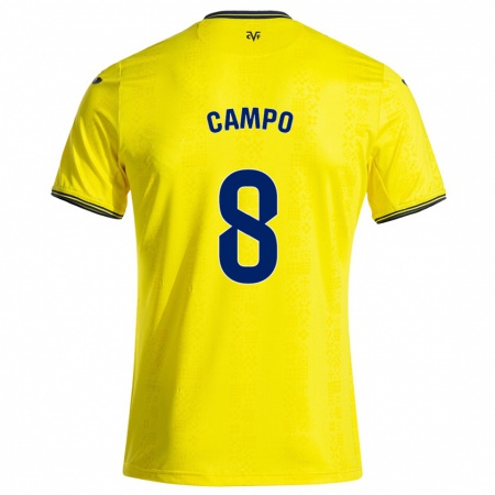 Kandiny Enfant Maillot Ainoa Campo #8 Jaune Noir Tenues Domicile 2024/25 T-Shirt