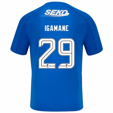 Kandiny Enfant Maillot Hamza Igamane #29 Bleu Foncé Tenues Domicile 2024/25 T-Shirt