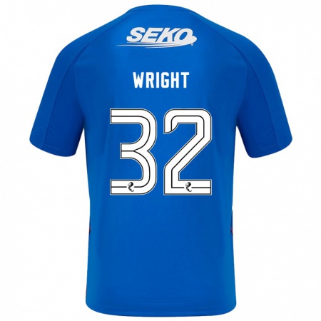 Kandiny Enfant Maillot Kieran Wright #32 Bleu Foncé Tenues Domicile 2024/25 T-Shirt