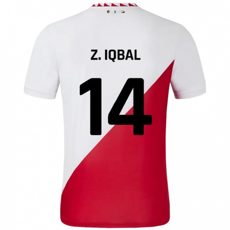 Kandiny Enfant Maillot Zidane Iqbal #14 Blanc Rouge Tenues Domicile 2024/25 T-Shirt