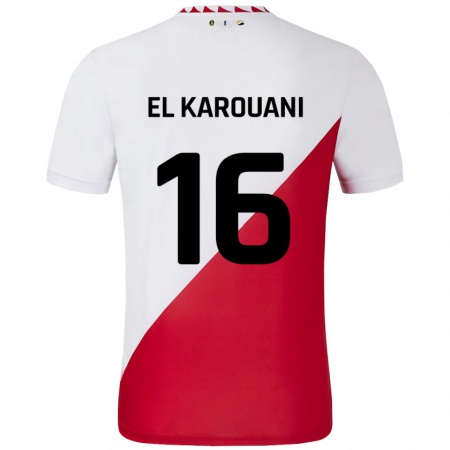 Kandiny Enfant Maillot Souffian El Karouani #16 Blanc Rouge Tenues Domicile 2024/25 T-Shirt