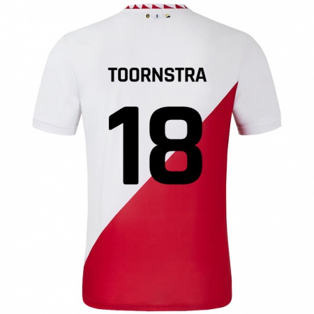 Kandiny Enfant Maillot Jens Toornstra #18 Blanc Rouge Tenues Domicile 2024/25 T-Shirt