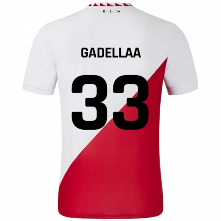 Kandiny Enfant Maillot Kevin Gadellaa #33 Blanc Rouge Tenues Domicile 2024/25 T-Shirt