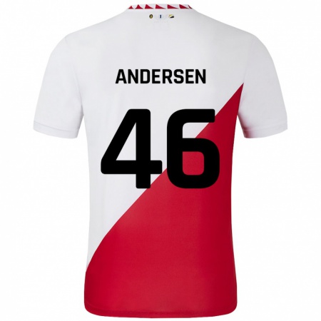 Kandiny Enfant Maillot Silas Andersen #46 Blanc Rouge Tenues Domicile 2024/25 T-Shirt