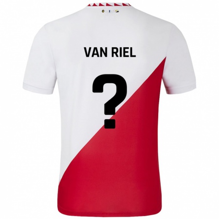 Kandiny Enfant Maillot Jesper Van Riel #0 Blanc Rouge Tenues Domicile 2024/25 T-Shirt