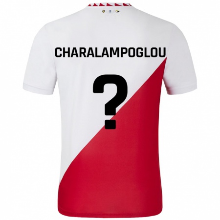 Kandiny Enfant Maillot Georgios Charalampoglou #0 Blanc Rouge Tenues Domicile 2024/25 T-Shirt