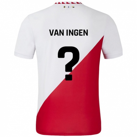 Kandiny Enfant Maillot Thijs Van Ingen #0 Blanc Rouge Tenues Domicile 2024/25 T-Shirt