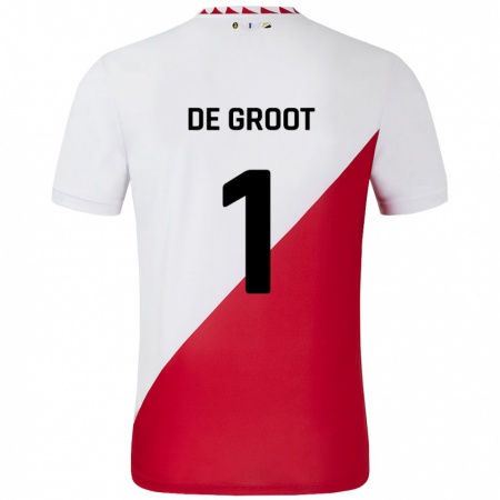 Kandiny Enfant Maillot Jasmijn De Groot #1 Blanc Rouge Tenues Domicile 2024/25 T-Shirt