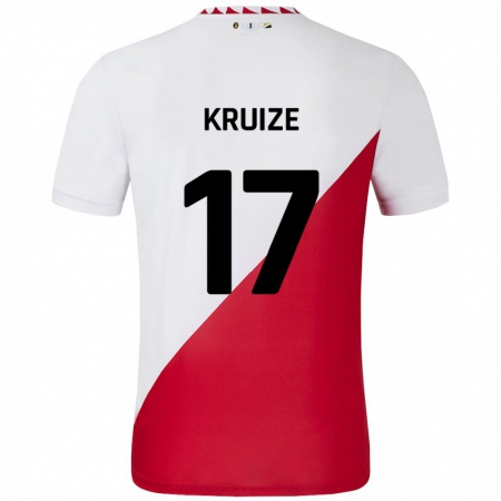 Kandiny Enfant Maillot Elisha Kruize #17 Blanc Rouge Tenues Domicile 2024/25 T-Shirt