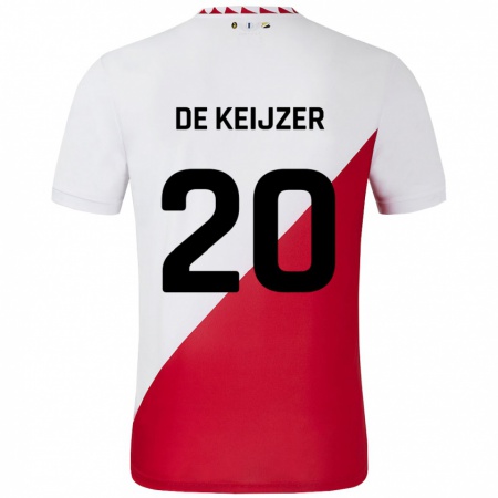 Kandiny Enfant Maillot Lotje De Keijzer #20 Blanc Rouge Tenues Domicile 2024/25 T-Shirt