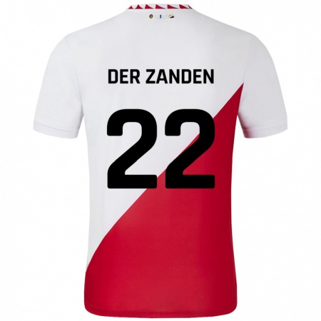 Kandiny Enfant Maillot Iise Van Der Zanden #22 Blanc Rouge Tenues Domicile 2024/25 T-Shirt