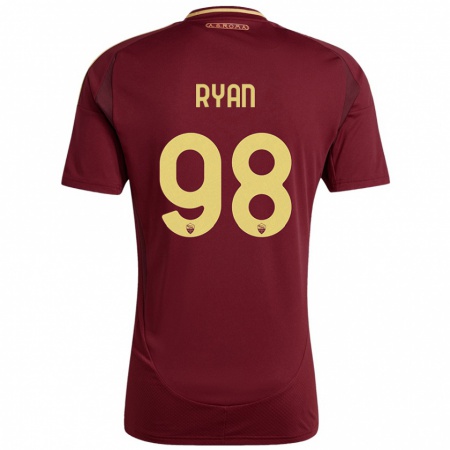 Kandiny Enfant Maillot Mathew Ryan #98 Rouge Brun Or Tenues Domicile 2024/25 T-Shirt