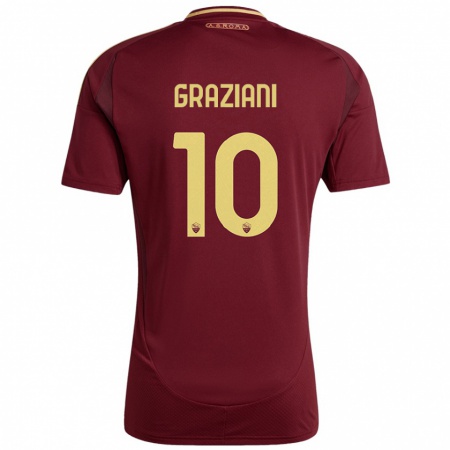 Kandiny Enfant Maillot Leonardo Graziani #10 Rouge Brun Or Tenues Domicile 2024/25 T-Shirt