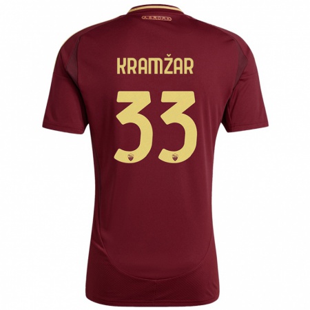 Kandiny Enfant Maillot Zara Kramžar #33 Rouge Brun Or Tenues Domicile 2024/25 T-Shirt