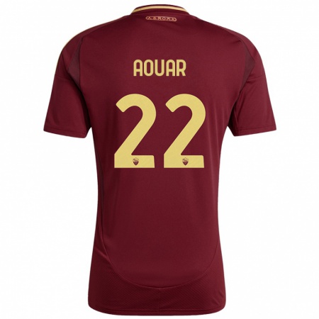 Kandiny Enfant Maillot Houssem Aouar #22 Rouge Brun Or Tenues Domicile 2024/25 T-Shirt