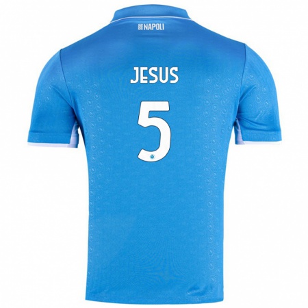 Kandiny Enfant Maillot Juan Jesus #5 Bleu Ciel Tenues Domicile 2024/25 T-Shirt