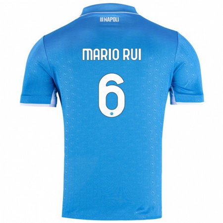 Kandiny Enfant Maillot Mário Rui #6 Bleu Ciel Tenues Domicile 2024/25 T-Shirt