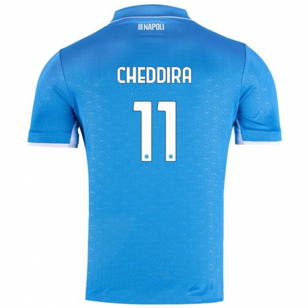 Kandiny Enfant Maillot Walid Cheddira #11 Bleu Ciel Tenues Domicile 2024/25 T-Shirt