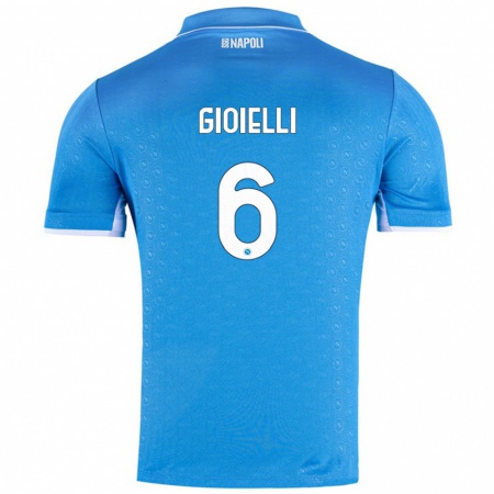 Kandiny Enfant Maillot Francesco Pio Gioielli #6 Bleu Ciel Tenues Domicile 2024/25 T-Shirt