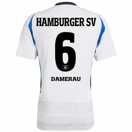 Kandiny Enfant Maillot Alexander Werner Damerau #6 Blanc Bleu Tenues Domicile 2024/25 T-Shirt