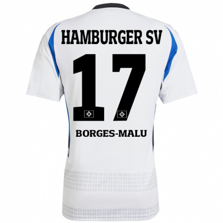 Kandiny Enfant Maillot Louis Borges-Malu #17 Blanc Bleu Tenues Domicile 2024/25 T-Shirt